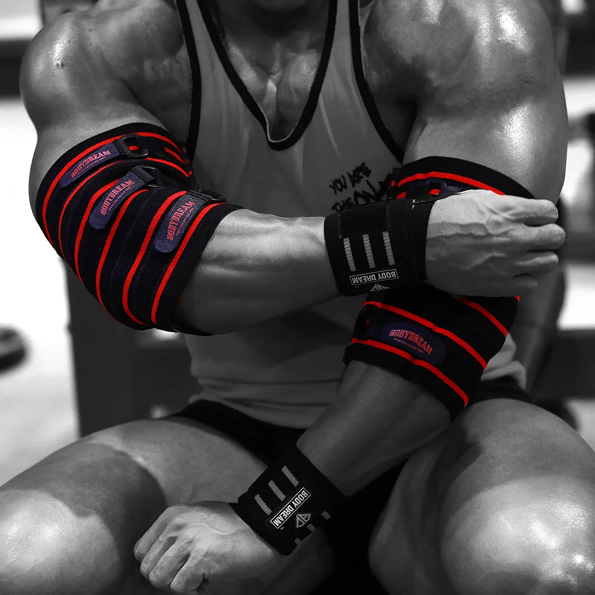

BD Healthy Beauty Station Elbow Guard Fitness Men's Bench Press Protective Clothing Segmented Compression Weightlifting Booster