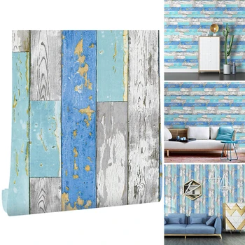 

6m 3D Wood Grain Room Self Background Adhesive Wall Sticker Waterproof Furniture Decoration Wallsticker Kitchen Cupboard Cover
