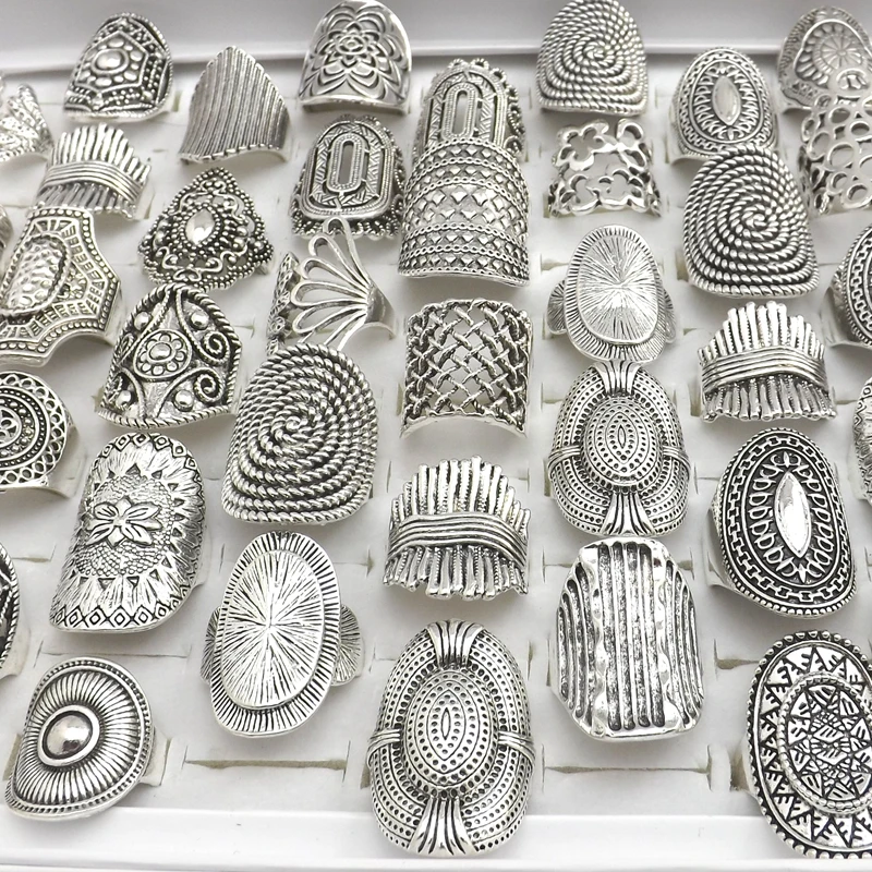 

Creative Designed Rings Chinese Traditional Style Silver Color Ring For Retail 50pcs/lot