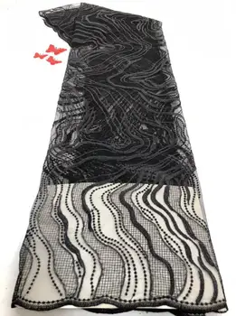 

embroiderd lace fabric DiuDiu-59.1801 with sequins beautiful Nigerian sequins lace fabric for party dress