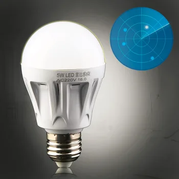 

1pc E27 220V 5W LED Microwave Radar Motion Sensor Bulb Corridor Garage Yard Sensor Light White Wholesale