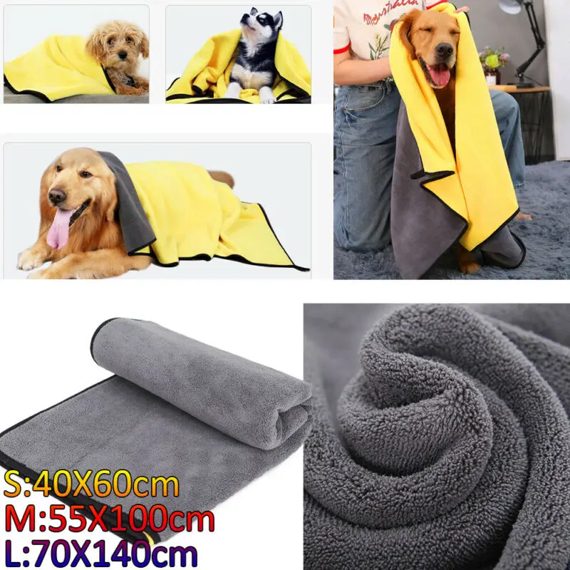 BLEVET Pet Bath Towel Super Absorbent Hand Pockets Grooming Drying Towel Cleaning Bathing Tool for Dog Puppy Cat BK026 
