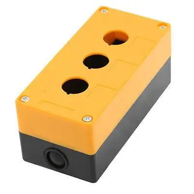 

Orange Black Plastic 22mm Dia 3 Holes Push Button Switch Control Box Shell