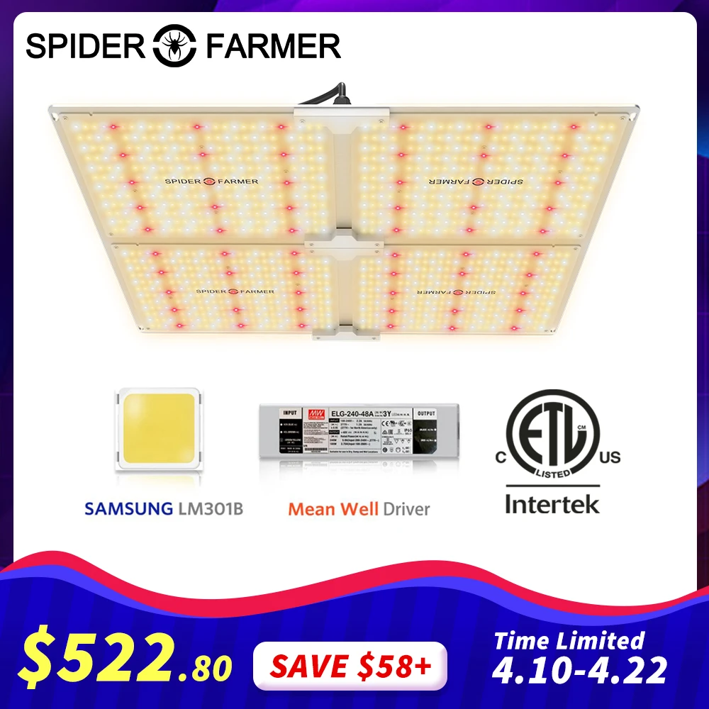 

Spider Farmer SF 4000W Led Grow Light 4000W Full spectrum with LM301B Diodes and Dimmable Mean Well Driver IR for Indoor Plnats