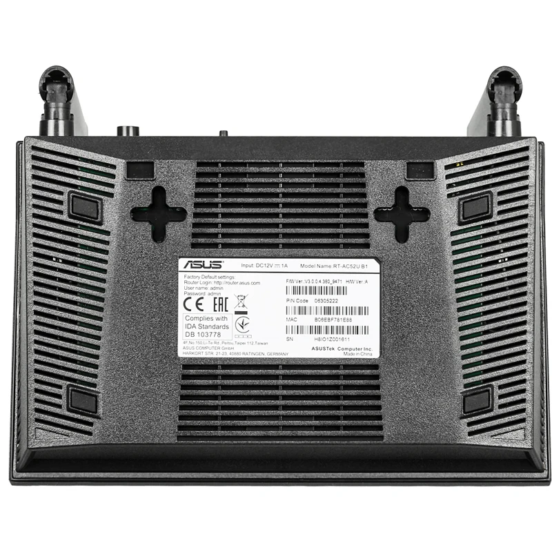 Роутер беспроводной Asus RT-AC52U AC750 10/100/1000BASE-TX/4G ready черный