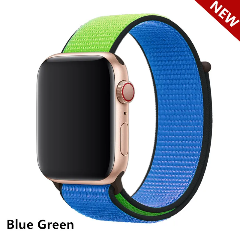Спортивная петля ремешок apple watch band 42 мм 38 мм apple watch 4 3 band iwatch band 44 мм 40 мм correa pulseira 42 44 нейлоновый ремешок для часов - Цвет ремешка: blue green