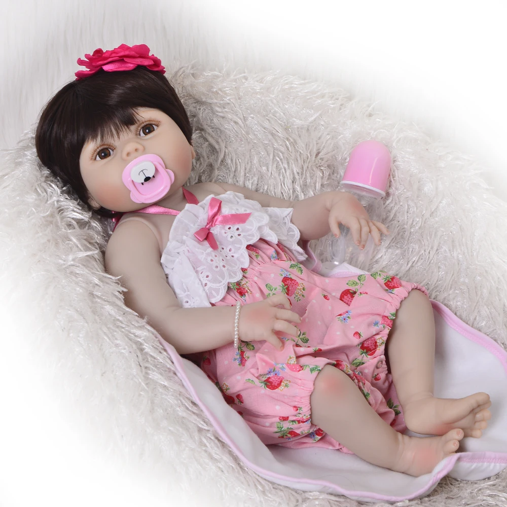 23 дюйма силиконовые куклы Reborn baby girl Full Body виниловые куклы коричневые глаза сенсорные настоящие детские куклы реалистичные настоящие Детские Playmates подарок для мальчика