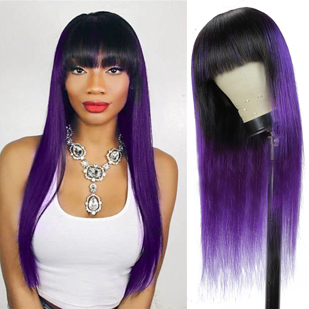 purple wig with bang