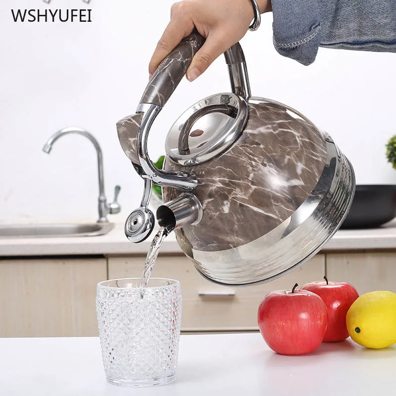 3.5L Outdoor Camping Stainless Steel Marble Whistling Kettle Water