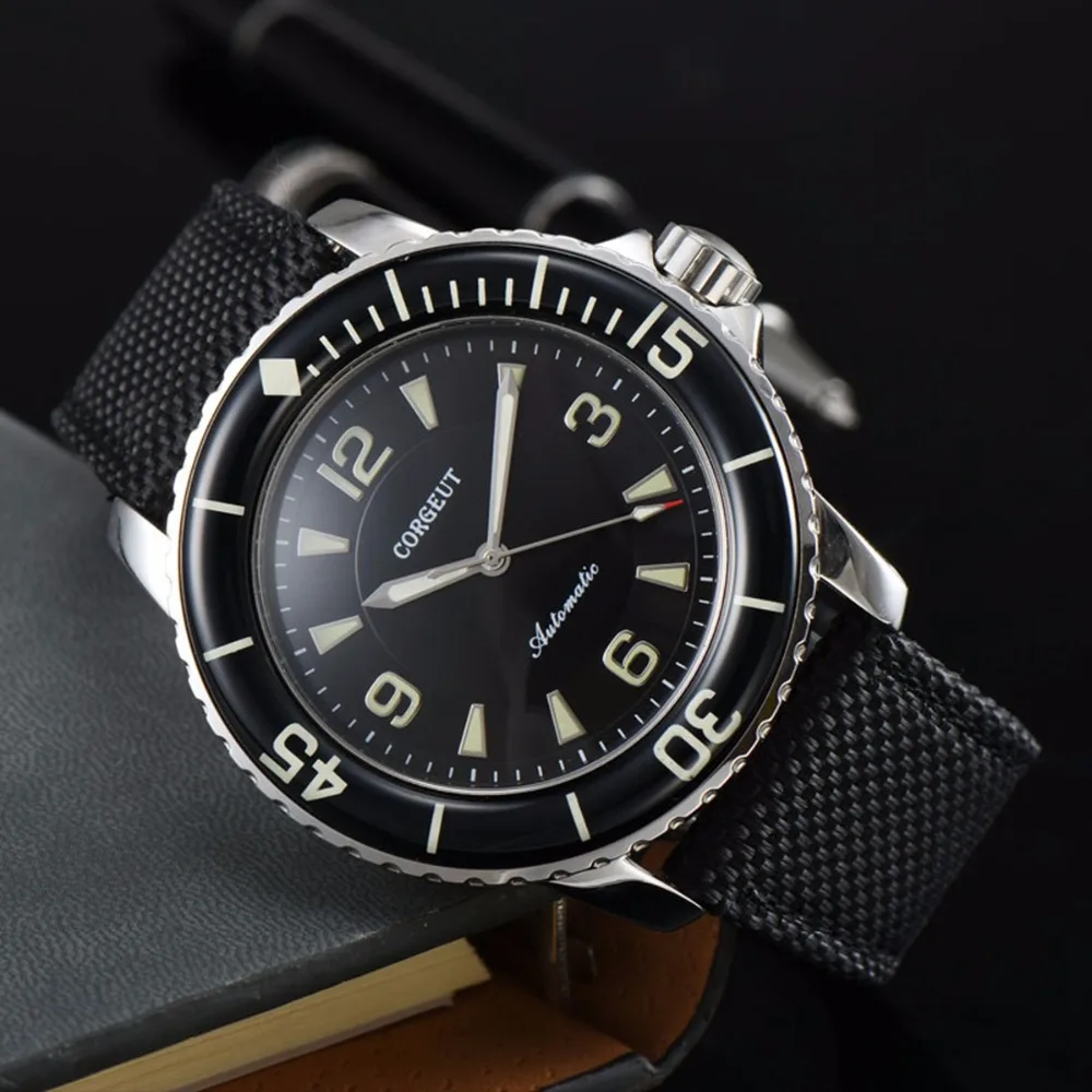 Corgeut 45 мм спортивные дизайнерские часы Роскошные Лидирующий бренд Чайка механические светящиеся стрелки автоматические самозаводные винтажные мужские часы