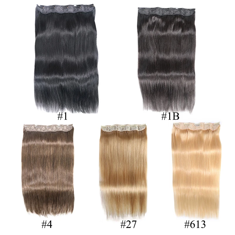 Straight Clip In Human Hair Extensions #1#1B #4 #8 #613 #27 #32 Remy Hair 5 Clips in 1 piece Human