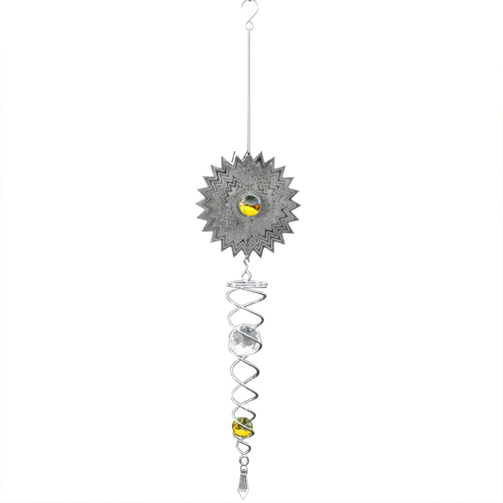 W012 Wind Chime зеркальный отражающий металлический провод хрустальный шар Колокольчик для украшения дома и сада SNO88 - Цвет: W012