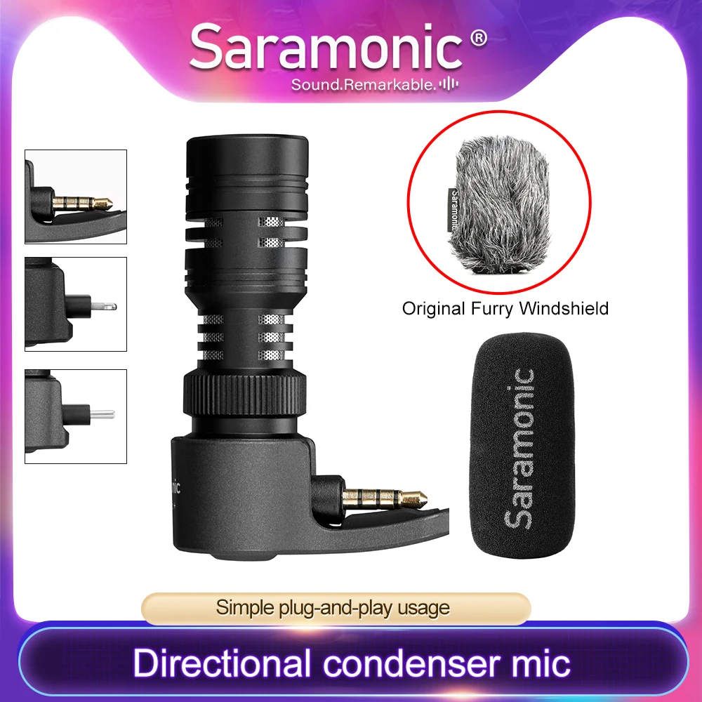 Saramonic SmartMic +/Di/UC TRRS направленный микрофон с поролоновым ветровым стеклом для