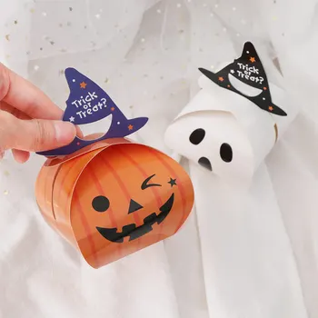 5PCS Halloween Pumpkin Ghost Cake Sweets and Candy Box Snacks Bags Gift Favour Party Wrapping