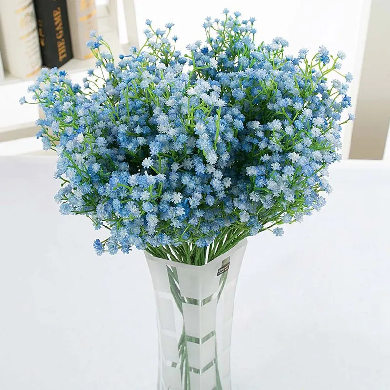 Diy Light Blue Artificial Flower Branch Baby S Breath Gypsophila Fake Silicone Plant For Wedding Home Hotel Party Decorations Artificial Dried Flowers Aliexpress