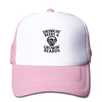 

TSDFCDrinkin' Beers & Growing Beards Mesh Baseball Caps Unisex Trucker Style Hats Pink