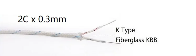 K J T тип термопары провода 2 ядра PTFE изолятор экранированная линия стекловолокна высокая температура измерительная линия компенсационный кабель - Цвет: K Type KBB 2x0.3