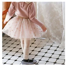 Весенние газовые юбки для девочек, детские юбки розового и черного цвета с блестками и блестящими звездами, детская одежда в корейском японском стиле для девочек
