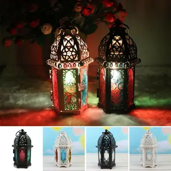 

Brand New European Candlestick Vintage Hanging Candle Holder Moroccan Glass Candle Lantern Wedding Home Decor