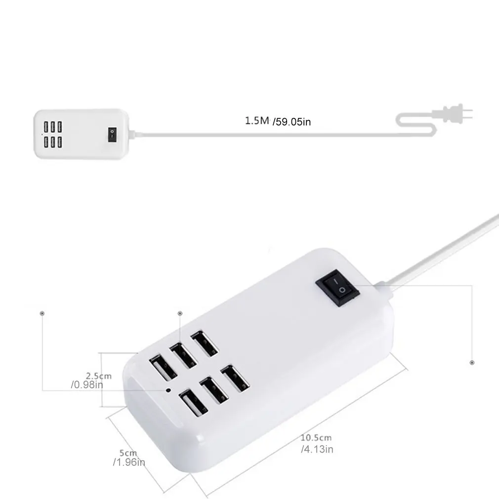 6 портов USB Настольная многофункциональная быстрая настенная зарядная станция AC адаптер питания зарядное устройство умная быстрая зарядная станция