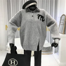 ^^Best Offers Designer Patchwork Denim Womens New Sweaters Jersey De Mujer Invierno Fashion Pullover Preppy Style Turn-down Collar Letter ^^Best Offers Designer Patchwork Denim Womens New Sweaters Jersey De Mujer Invierno Fashion Pullover Preppy Style Turn-down Collar Letter
