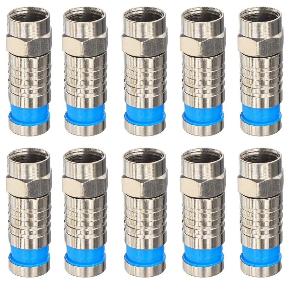 10 Pieces RG6 Compression Coaxial Cable F Type Straight Antenna Cable
