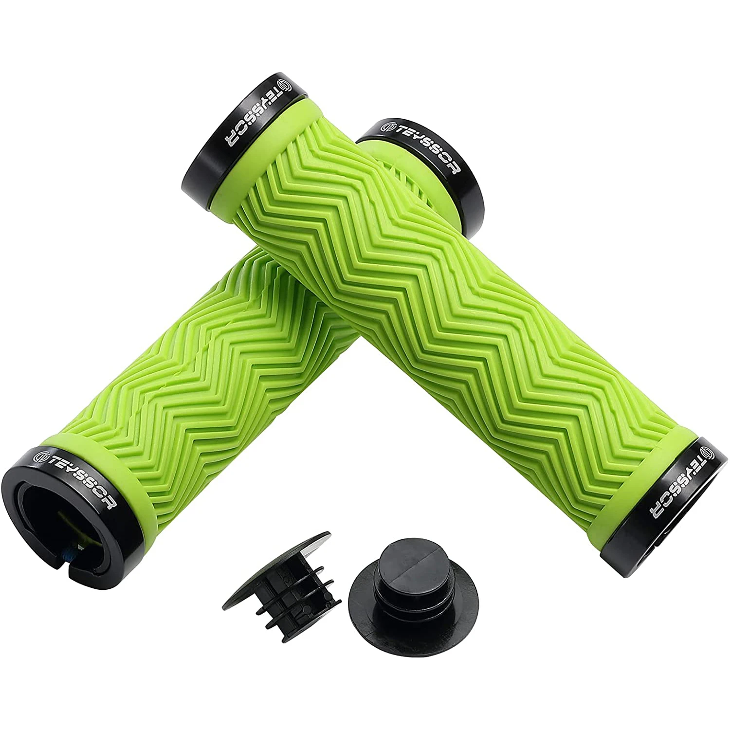 Teyssor Mountain Bike Grips Double Lock on, Non-Slip Shock Absorbing Bicycle Handlebar Grips 130mm for MTB Downhill