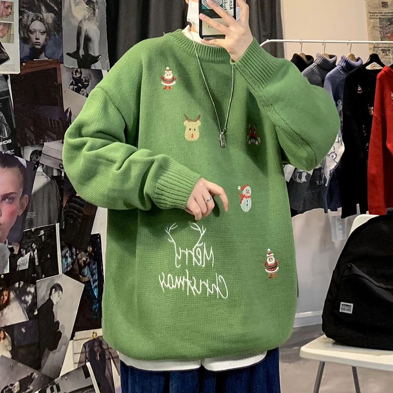 Winter Sweater Men s Warm Fashion Cartoon Casual Knitted Pullover Men Streetwear Loose Knitting Sweaters Male 4