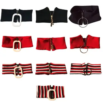 

Womens Winter Choker Geometric Ring Zipper Ribbed Knit Neck Warmer Scarf 40JF