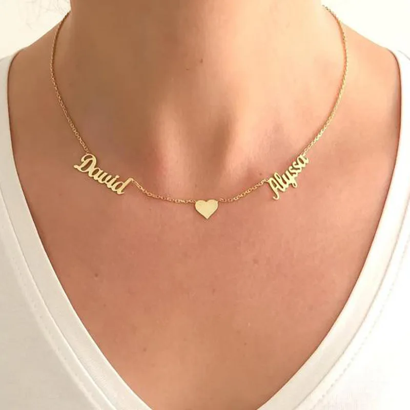 Табличка ожерелья пользовательское имя Necklae с одним сердцем для любителей