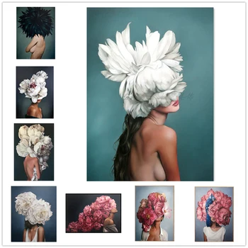 

Fashion Peony Flowers Girls Wall Art Canvas Painting Nordic Poster Posters Wall Pictures For Living Room Home Decor Unframed