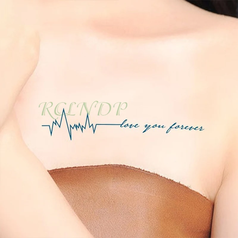 Водостойкая временная татуировка наклейка боди арт буквы любовь сердцебиение волна тату флэш-тату поддельные татуировки для девушек женщин 4 - Цвет: Коричневый