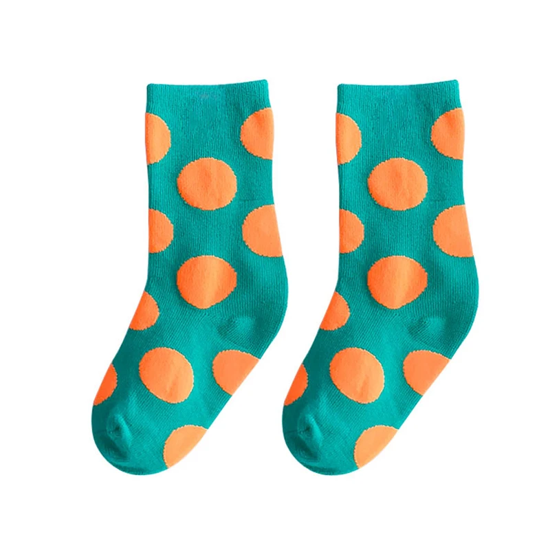 green orange dot Г. Детские зимние хлопковые носки теплые короткие носки для маленьких мальчиков и девочек Детские Модные Разноцветные носки в горошек - Цвет: green orange dot