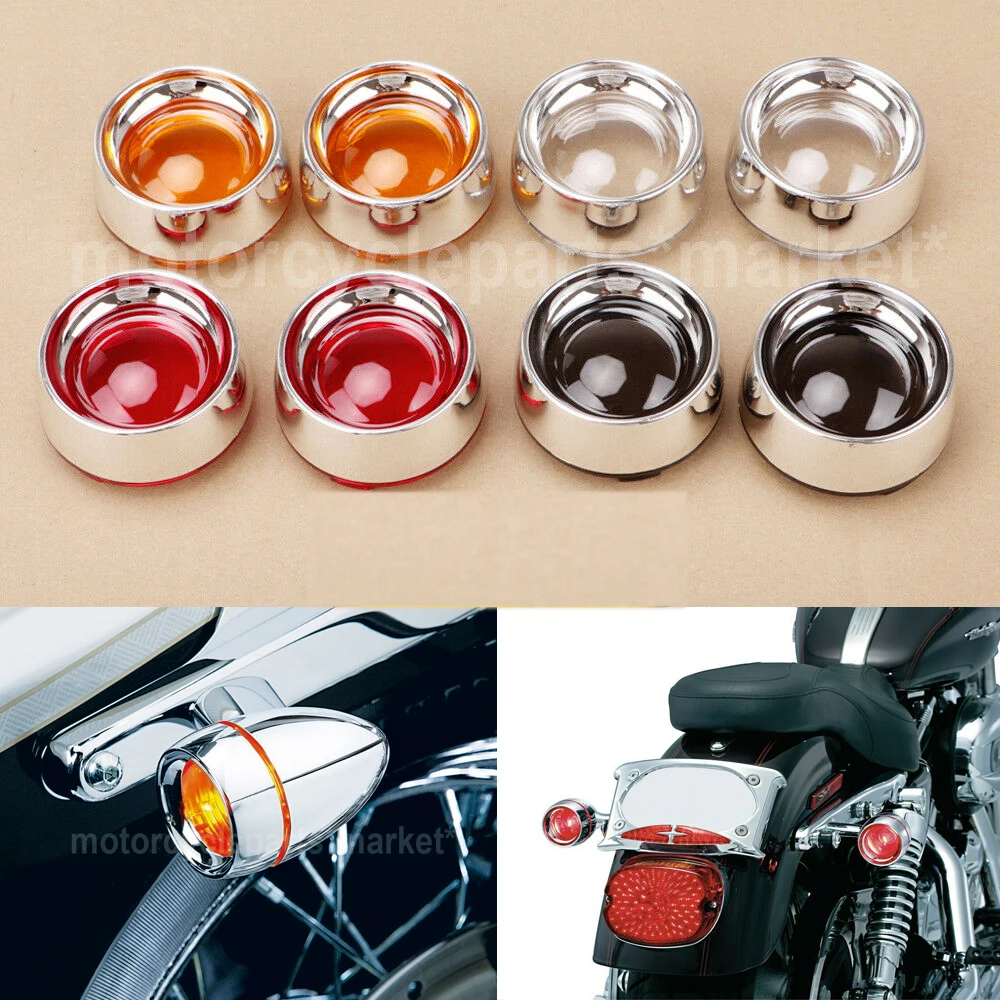 

1 Pair Bezel Visor Turn Signal Bezels Chrome Smoke Amber Red Orange Lens Cover For Harley Softail Sportster Touring Fat Boy