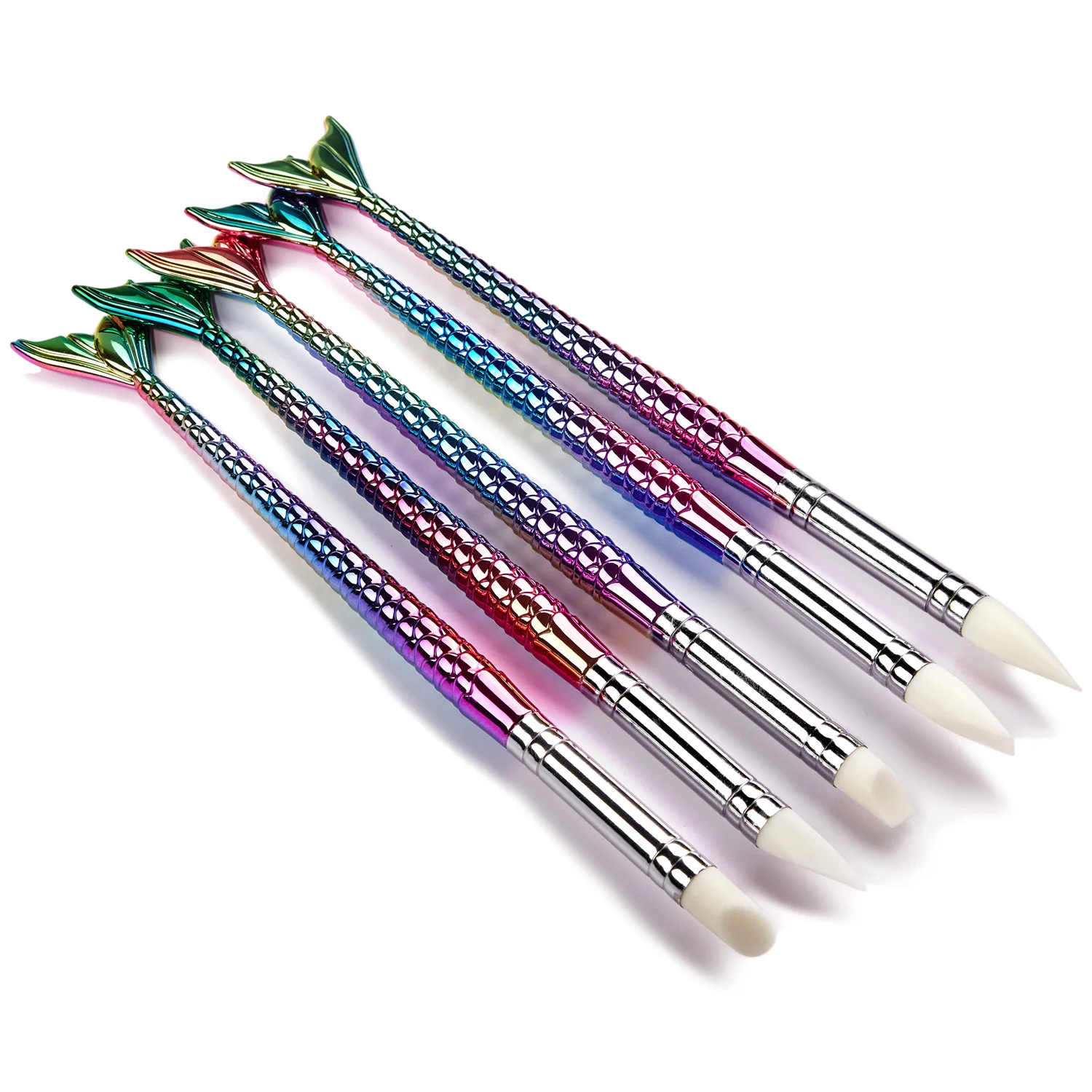 5Pcs Nail Art Sculpture Pen Silicone Nail Tools for Nail Art Design Nail Foil Carving Drawing Manicure 2