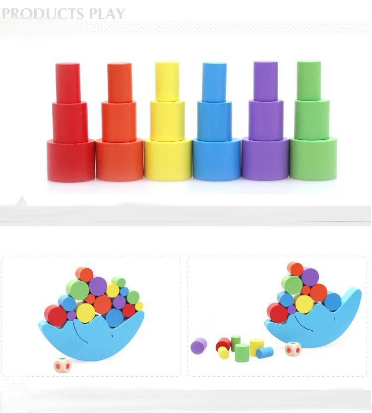 Kids Wooden Educational Toys Moon Balancing Block Game For Children Wooden Building Blocks Baby Children Balance Wooden Toys