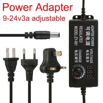 

9-24V 3A AC/DC Power Adapter Charger Mains Transformer With Display Switching Power Supply Durable US/EU/UK Plug Professional