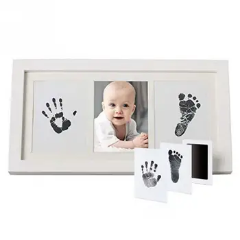 

Baby DIY Footprint Square Standing Handprint Memory Book Photo Frame Gift