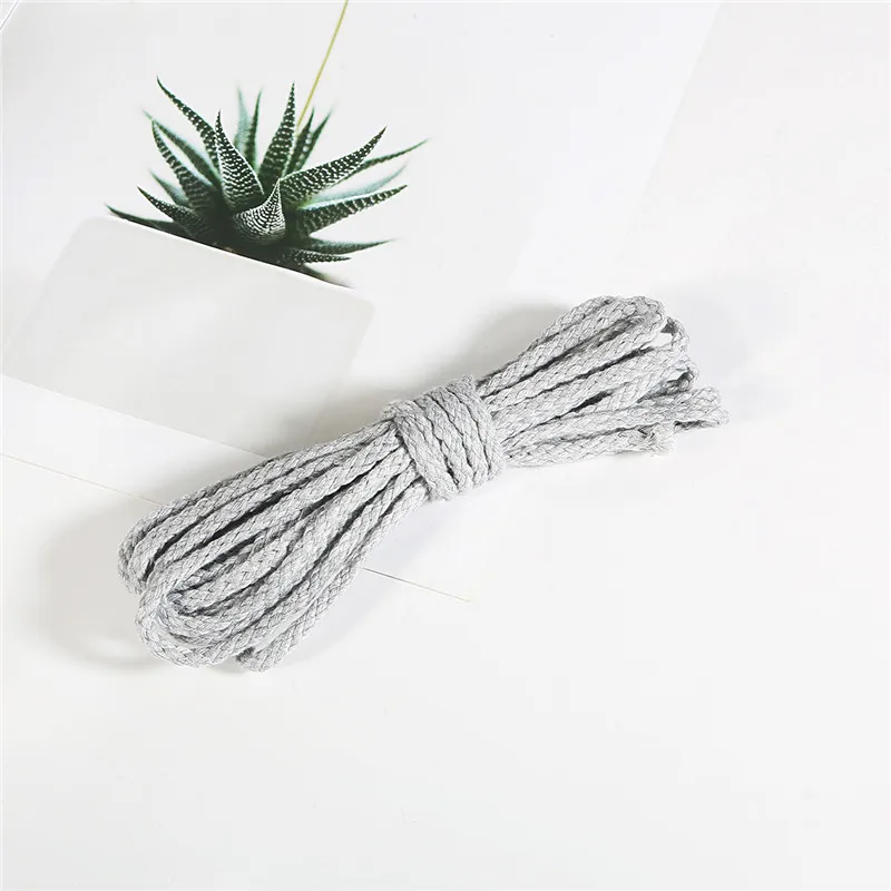 Light Grey 19 цветов, 6 мм, 5 ярдов, полиэфирная хлопковая веревка, декоративная витая веревка для ручной работы - Цвет: Light Grey