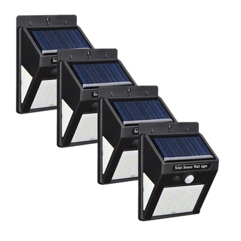 

4 Pcs 40 Led Solar Wall Light Pir Motion Sensor Waterproof Bulb Garden Lamp for Outdoor Garden Yard Porch Deck