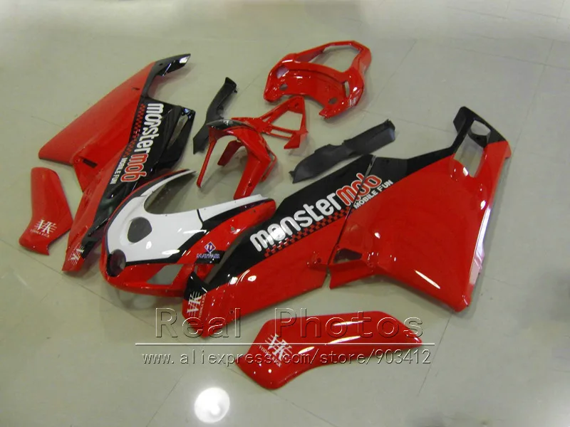 100% литье ABS пластиковые Обтекатели для Ducati 749 999 2005 2006 темно-красный черный