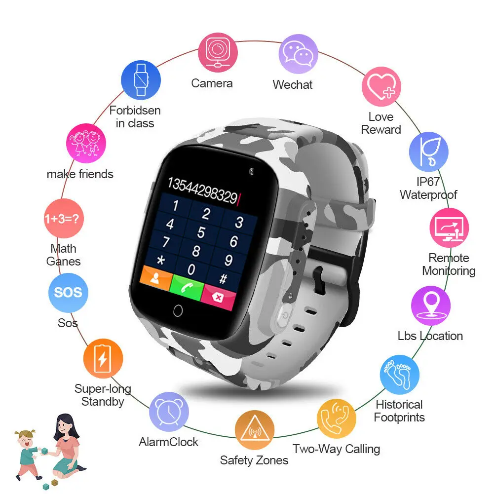 

2019 LEC2 Anti-lost Smart Watch GPS Tracker SOS Call GSM SIM Xmas Gifts For Kids Waterproof