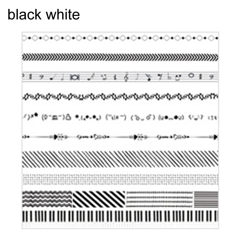 black white 10 шт. фотоальбом художественные изделия клеи наклейки с лентами милый бумажный маскирующий набор декоративного скотча Васи офисные школьные принадлежности - Цвет: black white