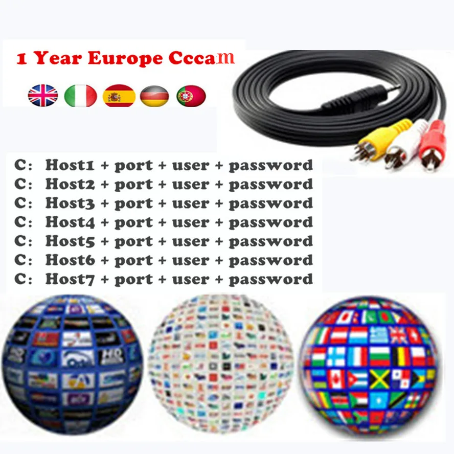

CCCam for Spain Germany Portugal 1 -year 7 -year HD TV Satellite Receiver more stable CCCams Server