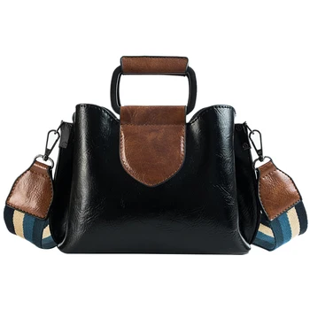 

Pu Leather Handbags Women Bags Panelled Handbag Shoulder Strap Fashion Crossbody Bag Black