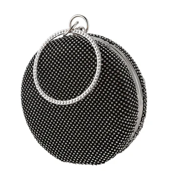 

Crystal Bag Simple Bridal Wedding Purse Shining Cross Body Tote Women Evening Party Crystal Shoulder Bag Diamond Circle Round Cl