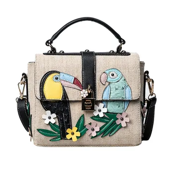 

Bags For Women 2020 Fashion Canvas Patchwork Birds And Flowers Shoulder Handbag torebki damskie Casual Bag sac a main femme #R10