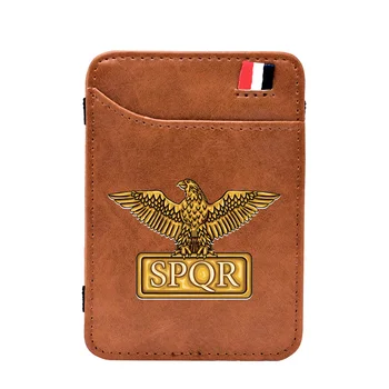 

Digital Printing Classic Roman Empire Eagle Leather Magic Wallets Cool Men Women SPQR Money Clips Card Purse Thin Cash Holder