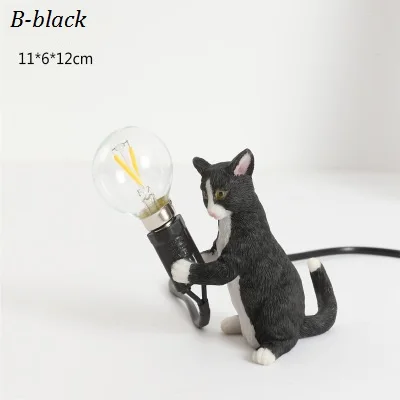 Black-B LukLoy скандинавский котенок Настольная лампа кота прикроватная настольная лампа мини-подарок лампа на день рождения Домашний декор ночник для спальни светильники - Цвет абажура: Black-B