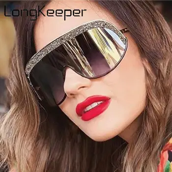 

New Oversized Sunglasses Women Brand Fashion One Piece Lens Sun Glasses Female Gradient Large Eyewear Unique UV400 Shades